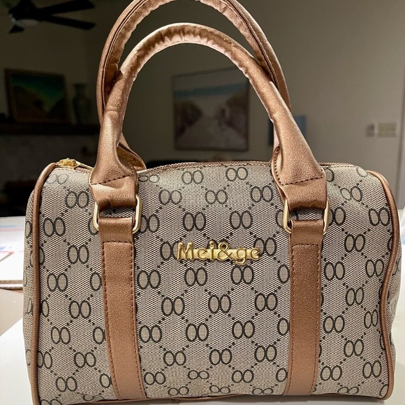 Mei&ge Handbags - 🥳🫆Mei&ge Handbag, brown pattern with bronze/brown trim